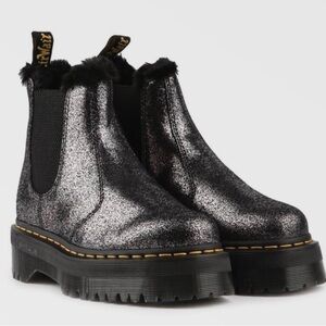 Dr. Martens Silver Glitter Ankle Boots
